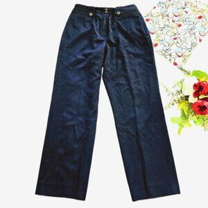 Larry Levine Women's Trousers Size 8 Navy Blue Wool Dress Pants Lined Office